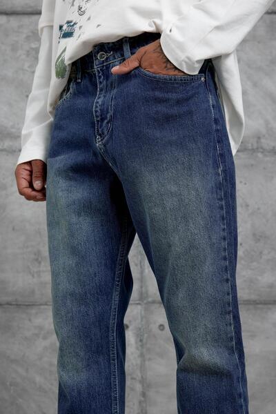 NOMARC Темно-синій Mb Boyfriend джинси з шліфованими деталями