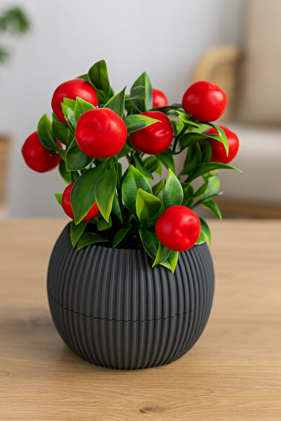 ALSHOP Artificial Flower Fruit Bunch Tree with Stone Moss in Luxurious Medium Pot