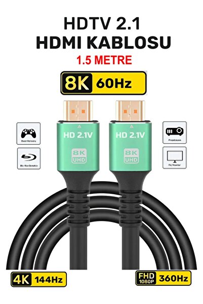 pluscore 1.5 Metre 8K HDMI Kablo 2.1v Ultra HD 7680x4320 48 GBPS