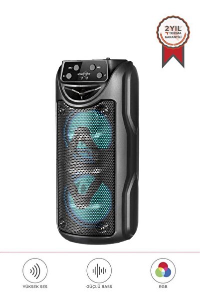 Torima GTS-1558 Siyah 3 inc RGB Ledli Taşınabilir Bluetooth Hoparlör Parti Sp...