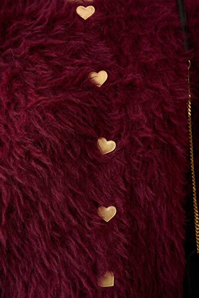 Vaveyla Γυναικεία πλεκτή ζακέτα με κουμπιά σε μπορντό χρώμα