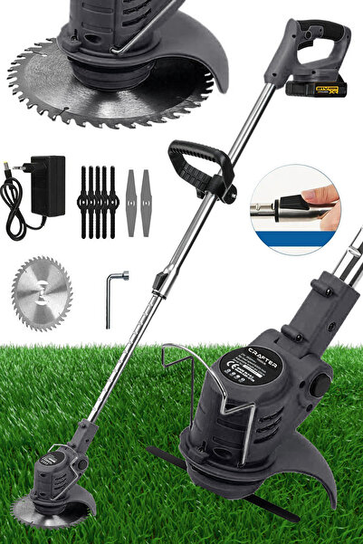 CRAFTERTOOLS 21 V Çift Akülü Teleskopik Kol Çalı Ot Çim Biçme Makinesi & Şarj...