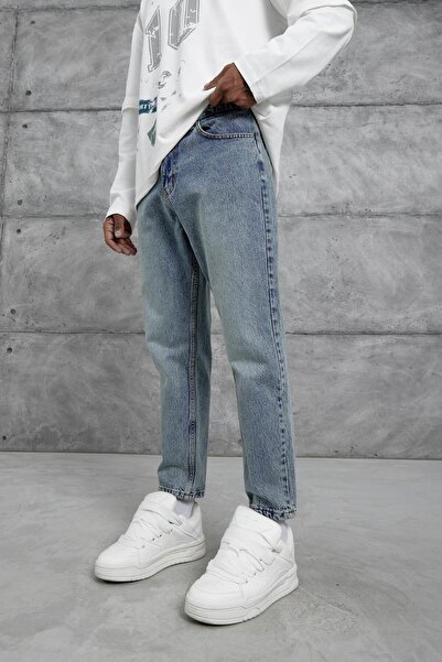 NOMARC Синій Mb Boyfriend джинси з вибілюванням
