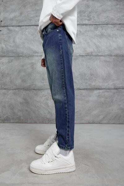 NOMARC Темно-синій Mb Boyfriend джинси з шліфованими деталями