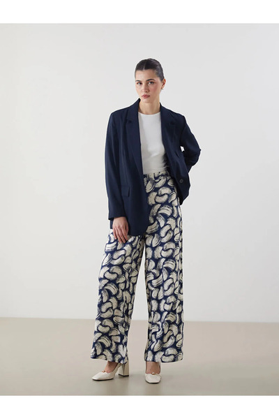 LC Waikiki Patterned Women's Trousers with Elastic Waist