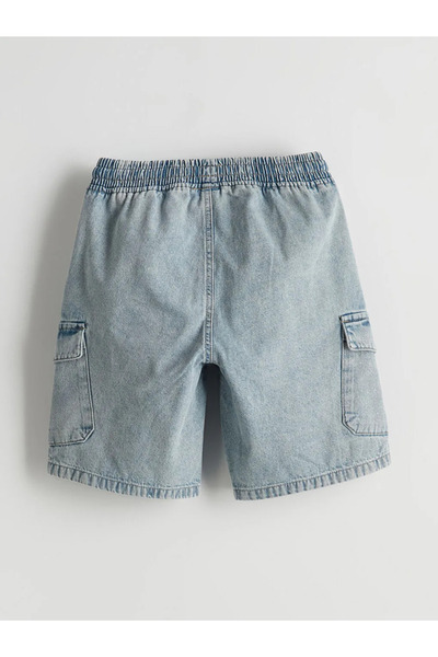 LC Waikiki Boys' Jean Cargo Shorts with Elastic Waist