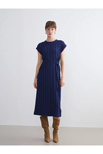 LC Waikiki Bisiklet Yaka Çizgili Elbise