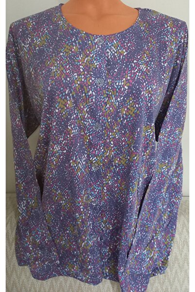 Anne Er Clothing Paper Print Combed Cotton Blouse Long Sleeve Front Buttoned Patterned