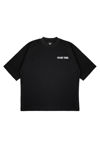 PURE EFFECT Unisex Oversize IM NOT TOXIC Μπλουζάκι με στάμπα με χοντρό ύφασμα