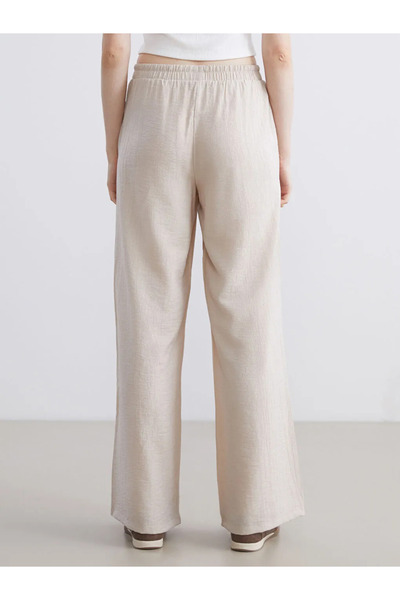 LC Waikiki Elastic Waist Textured Wide Leg Women's Trousers