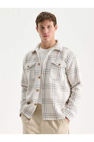 LC Waikiki Регулярний крій, довгі рукави, картата чоловіча сорочка-жакет