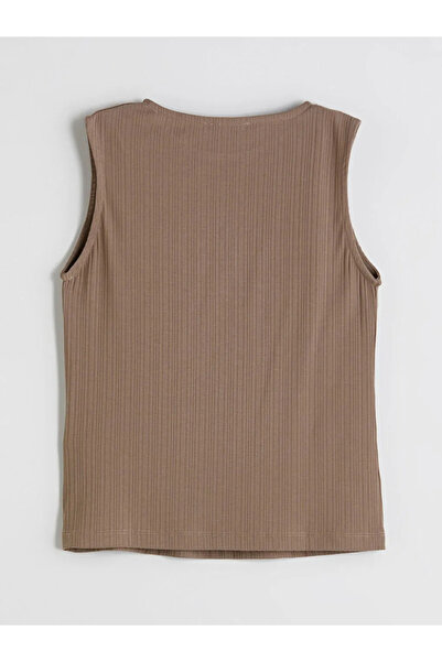 LC Waikiki Brown Crew Neck Textured Women's Tank Top