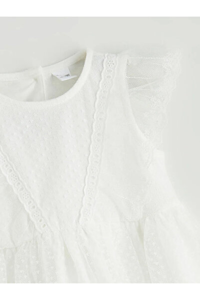 LC Waikiki Crew Neck Girl's Lace Dress