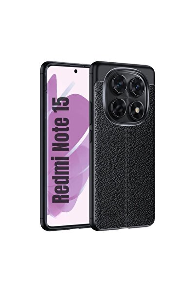 HANPORIUM غطاء سيليكون متوافق مع ريدمي نوت 15 بنمط جلدي يمتص الصدمات مع تركيز...