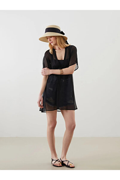 LC Waikiki Black Scoop Neck Mini Beach Dress