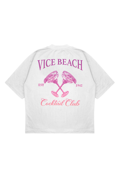 PURE EFFECT Унісекс Oversize VICE BEACH з принтом Boxy Fit з товстої тканини T-Shirt