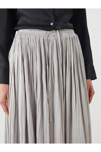 LC Waikiki Satin Pleated Skirt with Elastic Waist