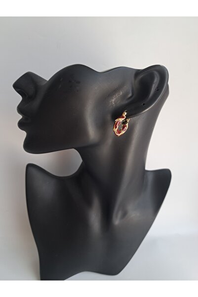 BHR AKSESUAR Bordo Zirkon Taşlı Retro Küpe