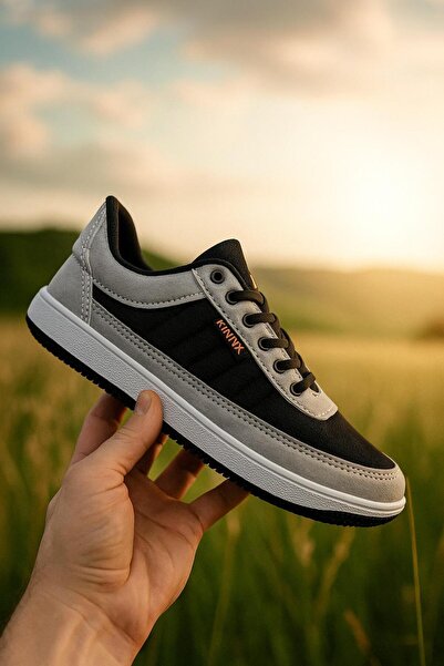 NeoStep Unisex Black and White Breathable Lace-Up Sneakers