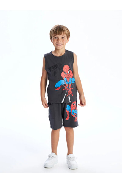 LC Waikiki Anthracite Crew Neck Spider-Man Printed Boys' Tank Top