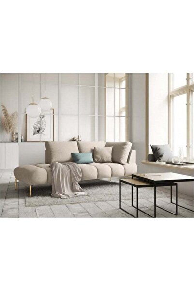 soufa dibaj HomeSmart Two-Seater Sofa, Swedish Wood and Velvet - Beige