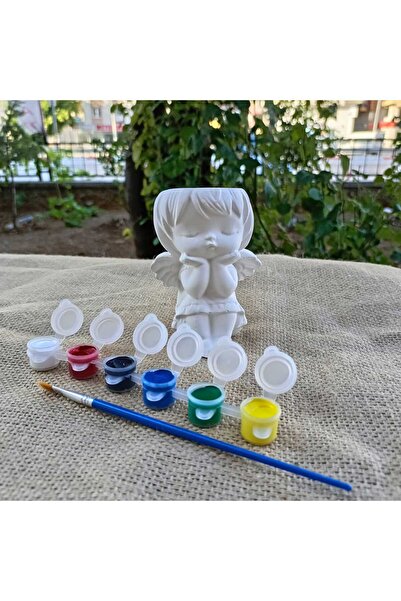 by burcu doğan MELEK KIZ SUKULENT BOYAMA SETİ // 1 ADET BETON OBJE+1 ADET + 1 ADET 6 RENK AKRİLİK BOYA+1 ADET FIRÇA