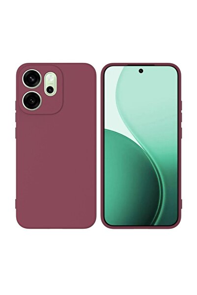HANPORIUM Oppo Reno 14F Uyumlu Silikon Kılıf - Kamera Korumalı Esnek Pastel Renk Kapak - Bordo