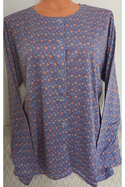 Anne Er Clothing Paper Print Combed Cotton Blouse Long Sleeve Front Buttoned Patterned