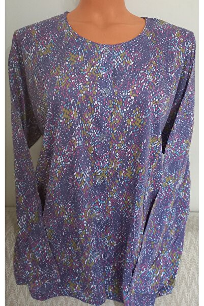 Anne Er Clothing Paper Print Combed Cotton Blouse Long Sleeve Front Buttoned Patterned
