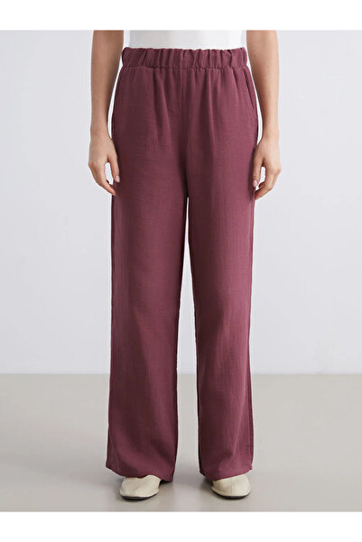 LC Waikiki Elastic Waist Textured Muslin Women's Trousers