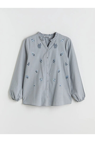 LC Waikiki Fırfırlı Kaçık Yaka Çiçekli Kadın Gömlek