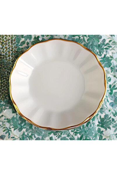 Şahika Kristal cama atılan imza 6-Piece Pure Porcelain Kahveci Gold Gilded Tea Plate (Compatible with All Tea Cups)