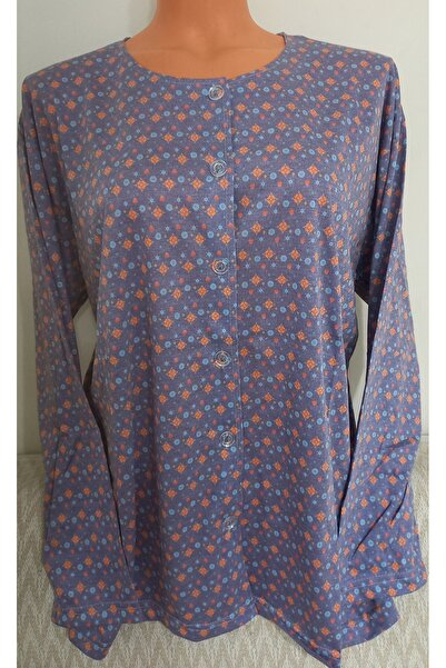 Anne Er Clothing Paper Print Combed Cotton Blouse Long Sleeve Front Buttoned Patterned