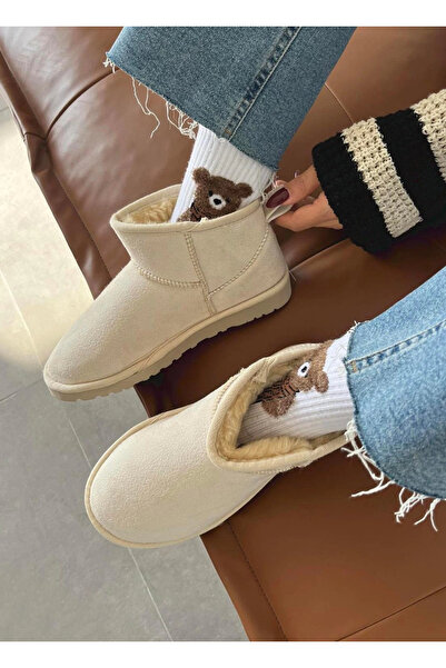 Sivarro Ультра міні класичні замшеві жіночі черевики з хутром - кремові