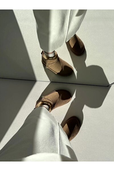 Sivarro Ultra Mini Classic Süet Tüylü Kadın Bot - Vizon