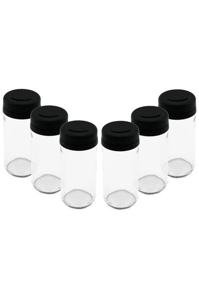 Go İthalat 6 Pcs Cam - 225ml Spice Container - Salt Shaker with Plastic Lid (5273)