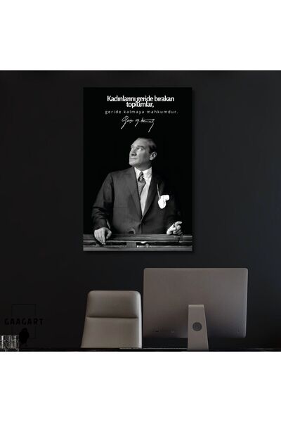 GAAGART Tekli Dikey Kanvas Makam Panosu Atatürk Sözleri Doğruyu Söylemekten K...