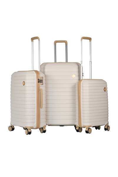 GROUND Vanille Gar 3’lü Valiz Seti Kemik Bronz - 10663