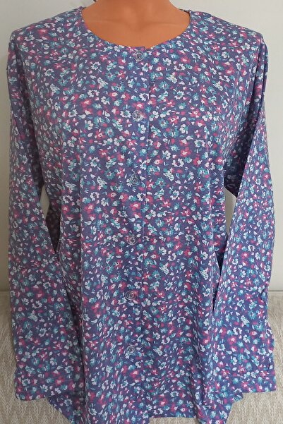 Anne Er Clothing Paper Print Combed Cotton Blouse Long Sleeve Front Buttoned Patterned