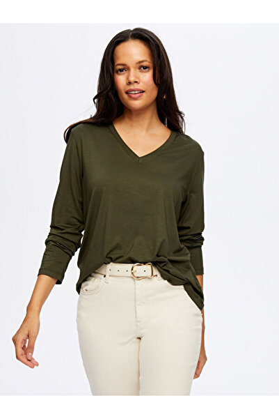 Faik Sönmez Μπλουζάκι με μακρύ μανίκι με λαιμόκοψη σε σχήμα V W26TSH003