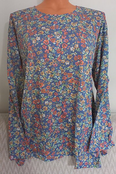 Anne Er Clothing Paper Print Combed Cotton Blouse Long Sleeve Front Buttoned Patterned