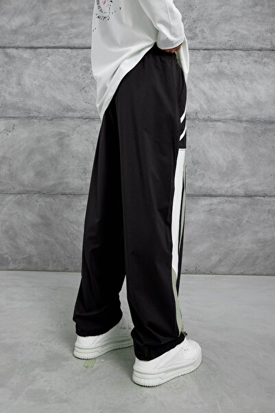 NOMARC Black Parachute Fabric Baggy Tracksuit with Detailing