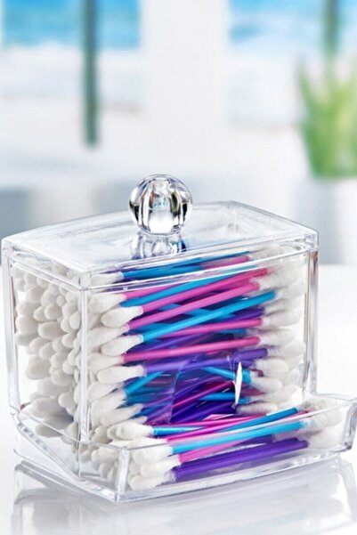 Go İthalat Transparent Cover Ear Cleaning Stick Organizer Storage Box (5273)