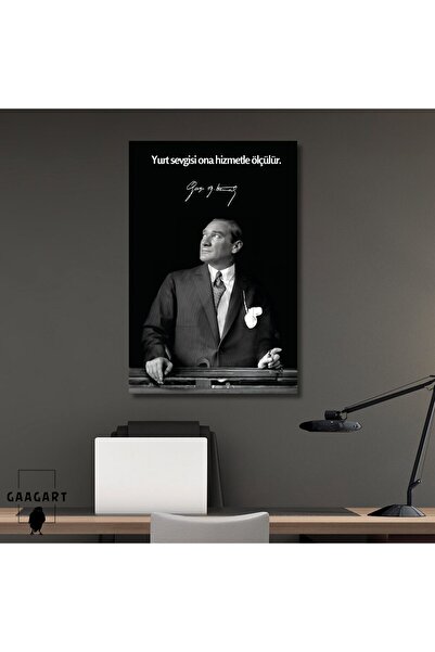 GAAGART Tekli Dikey Kanvas Makam Panosu Atatürk Sözleri Yurt sevgisi ona hizm...