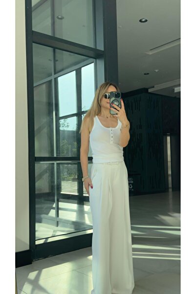 FEMİAS Ekru Pervazli Double Pile Pants