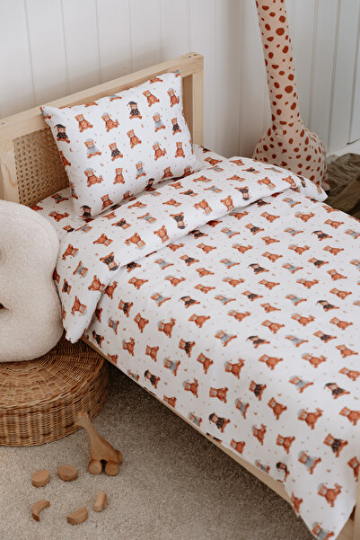 Lollie Baby&Kids سرير أطفال، سرير بارك (70×120 سم) طقم غطاء لحاف وملاءات، قطن ساتان - تيدي