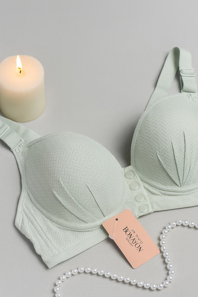 SATTENS Front Button Hollow-Out Unbuttressed Bra - Thick Strap Comfortable Stretchy Soft Mold Bra