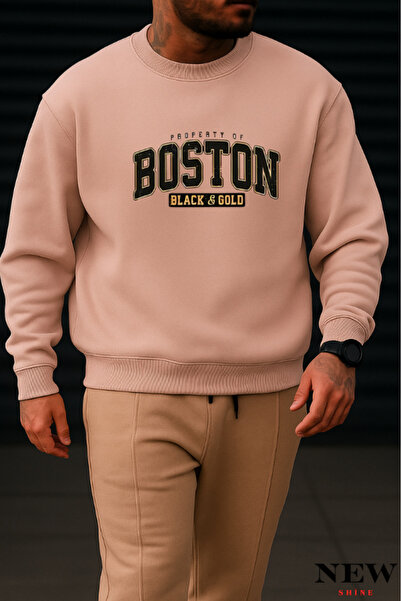 New Shine سويت شيرت بياقة دائرية مطبوعة من بوسطن