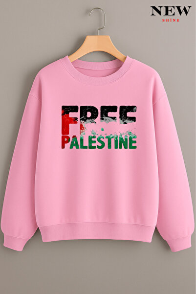 New Shine Free Palestine Printed Crew Neck Sweatshirt