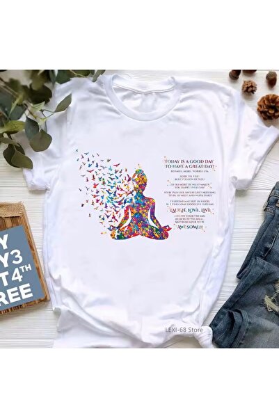 l'eivor Tricou din bumbac pentru femei cu design special Yoga